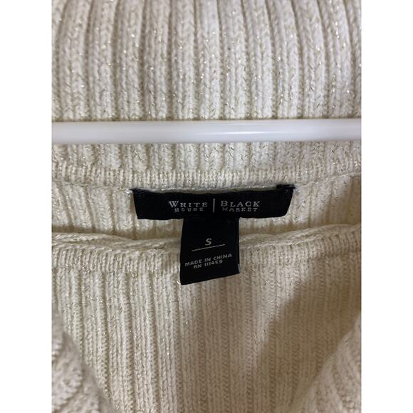 White House Black Market Women's White Sequin Sweater Small Cozy Knit Pullover - Picture 2 of 5